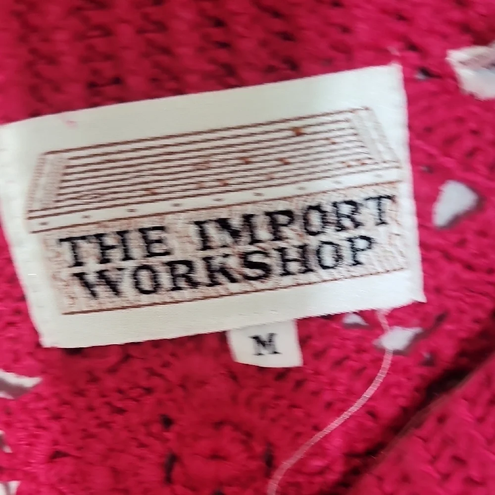 Vintage Import Workshop Womens Chunky Open Knit Sweater Size M 3D Crochet Pink